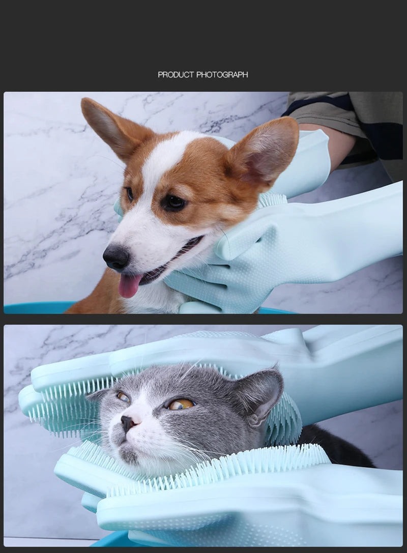 Pet Grooming Gloves silicone Hair Remover for dogs & cats. guante para cepillado, removedor de pelo de silicona para perros y gatos.
