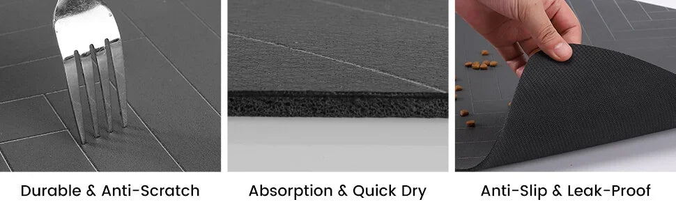Pet Feeding Mat – Waterproof & Quick-Dry Placemat for Food and Water. Tapete para Mascotas – Antideslizante, Impermeable y de Secado Rápido.