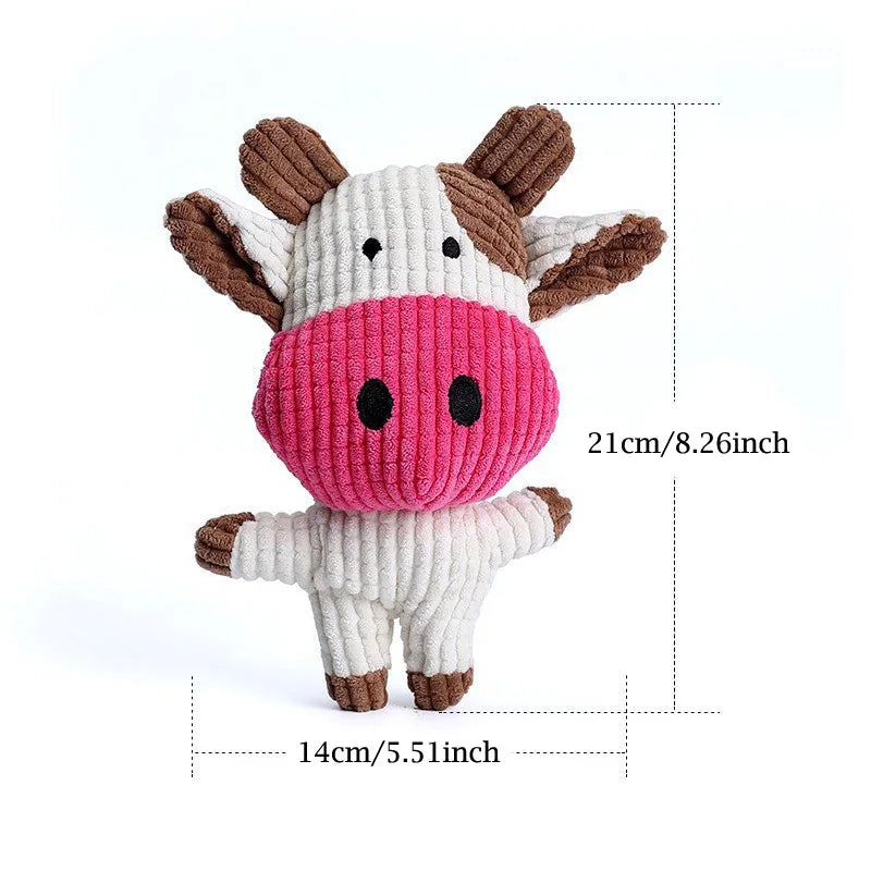 Plush Squeaky Dog Toy – Interactive Cow & Pig Chew Toy for Small & Medium Pets. Juguete de Peluche con Sonido para Perros – Forma de Vaca o Cerdo, Ideal para Morder.
