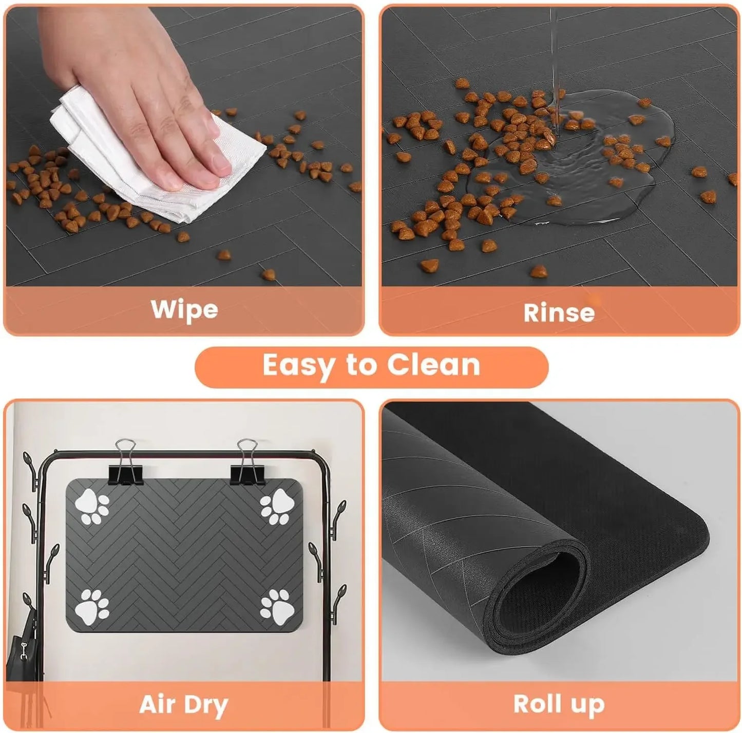 Pet Feeding Mat – Waterproof & Quick-Dry Placemat for Food and Water. Tapete para Mascotas – Antideslizante, Impermeable y de Secado Rápido.