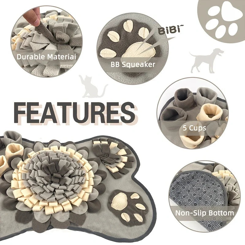 Interactive Sniffing Mat for Dogs – Durable Slow Feeder & Foraging Training Pad. Alfombra Olfativa para Perros – Alimentación Lenta y Entrenamiento de Búsqueda.