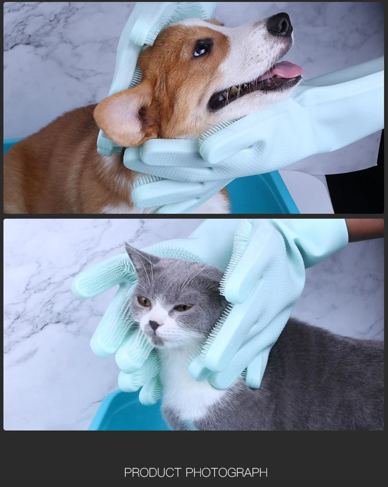 Pet Grooming Gloves silicone Hair Remover for dogs & cats. guante para cepillado, removedor de pelo de silicona para perros y gatos.