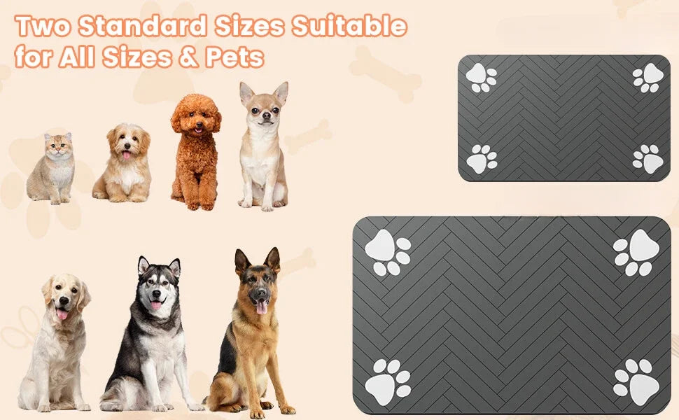 Pet Feeding Mat – Waterproof & Quick-Dry Placemat for Food and Water. Tapete para Mascotas – Antideslizante, Impermeable y de Secado Rápido.