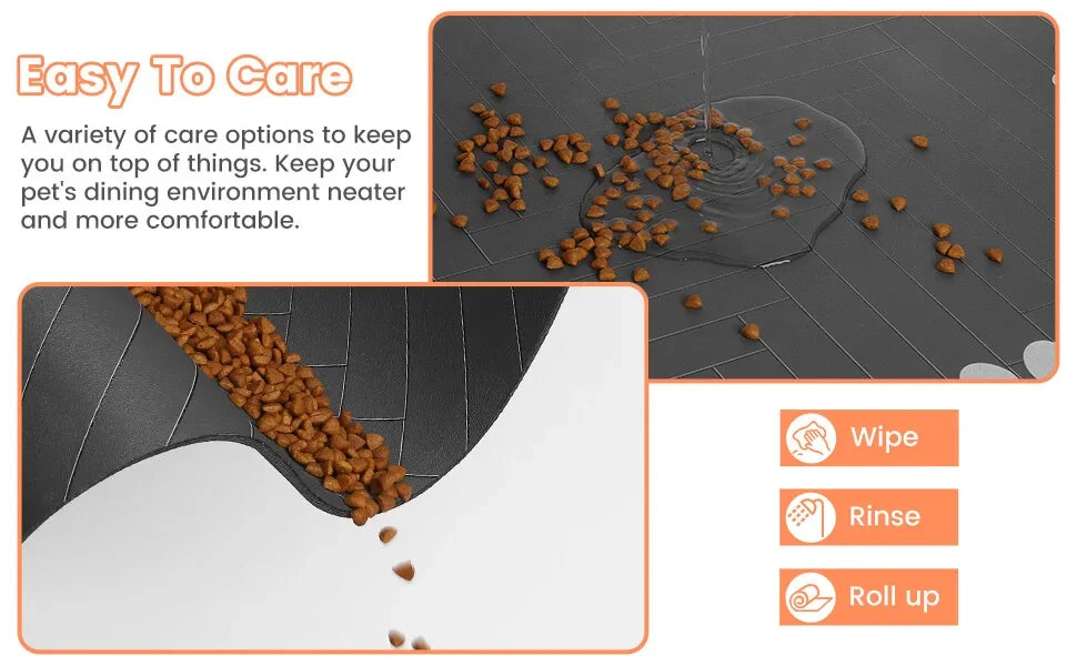 Pet Feeding Mat – Waterproof & Quick-Dry Placemat for Food and Water. Tapete para Mascotas – Antideslizante, Impermeable y de Secado Rápido.