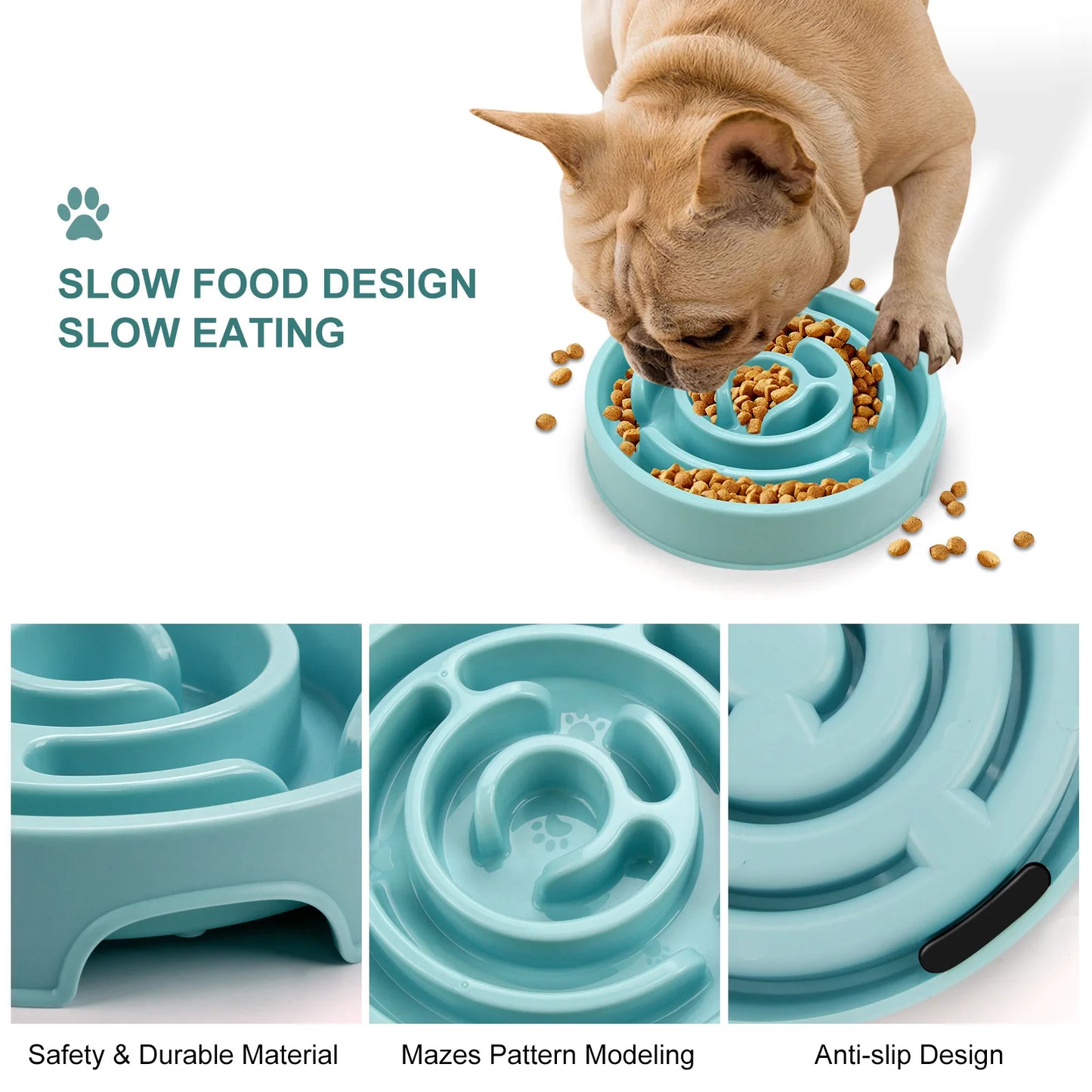 Slow Feeder Bowl for Pets – Non-Slip & Durable Design. Plato Antivoracidad para Mascotas – Antideslizante y Resistente.