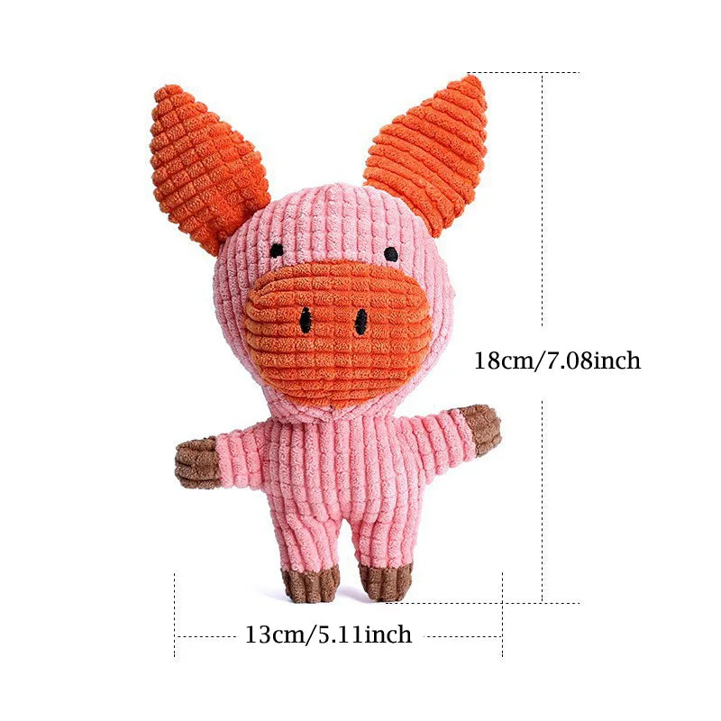 Plush Squeaky Dog Toy – Interactive Cow & Pig Chew Toy for Small & Medium Pets. Juguete de Peluche con Sonido para Perros – Forma de Vaca o Cerdo, Ideal para Morder.