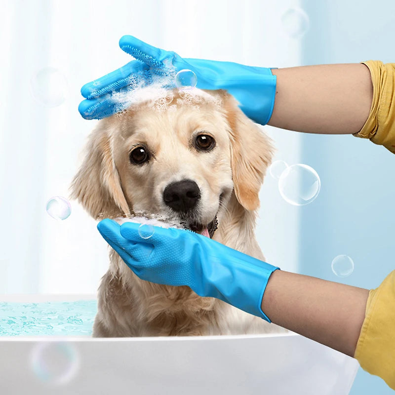 Pet Grooming Gloves silicone Hair Remover for dogs & cats. guante para cepillado, removedor de pelo de silicona para perros y gatos.