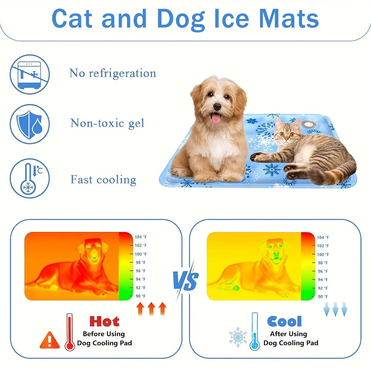 Pet Cooling Mat - Waterproof & Wear - Resistaint Bed for Dogs and Cats. Alfombra Refrescante para Mascotas Impermeable y Resistente para Perros y Gatos.