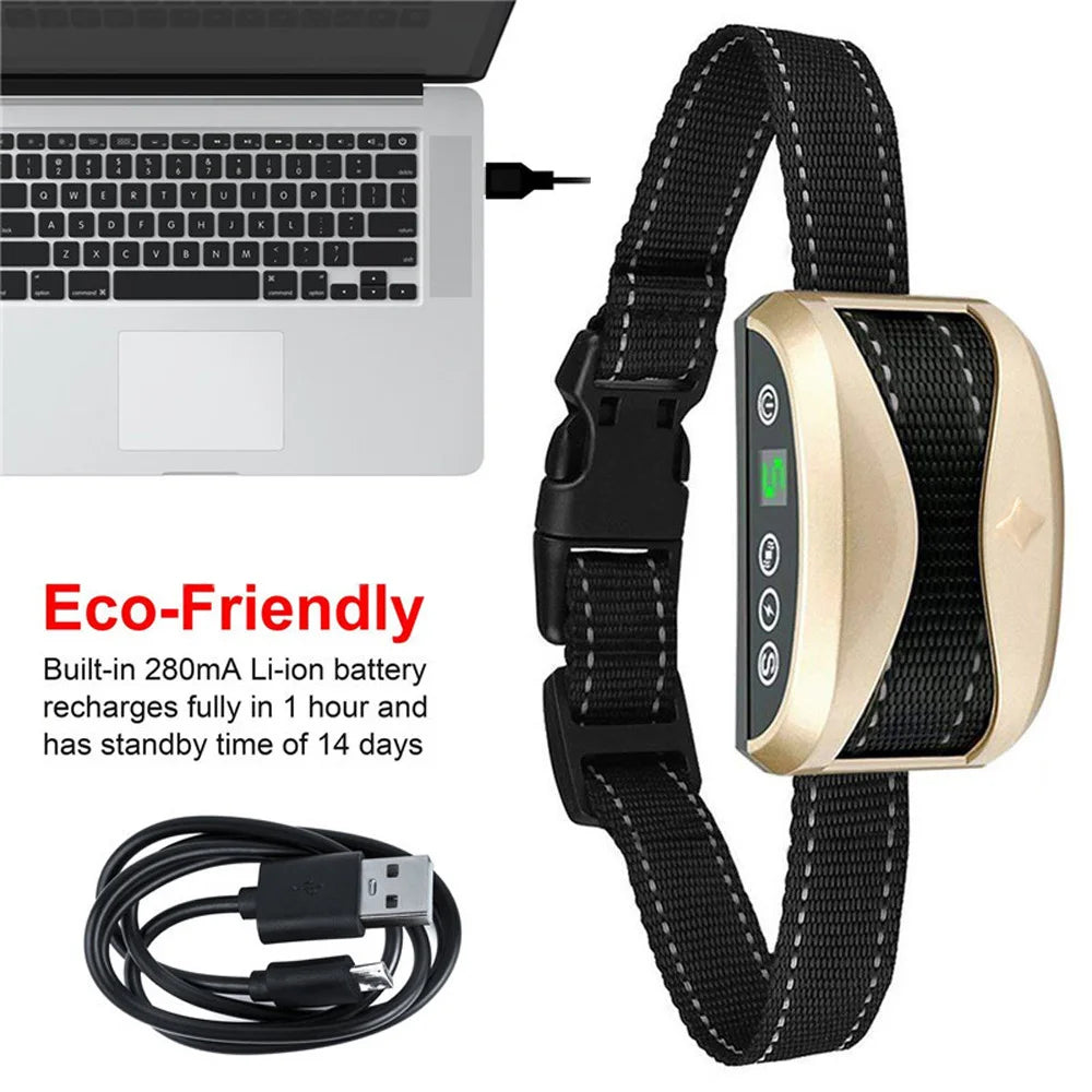 Anti Bark Dog Collar - Rechargeable & Adjustable Training Collar. Collar Antiladridos para Perros - Recargable y Ajustable para Entrenamiento.