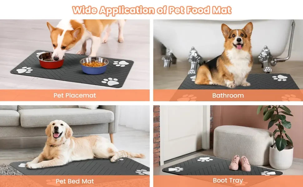 Pet Feeding Mat – Waterproof & Quick-Dry Placemat for Food and Water. Tapete para Mascotas – Antideslizante, Impermeable y de Secado Rápido.